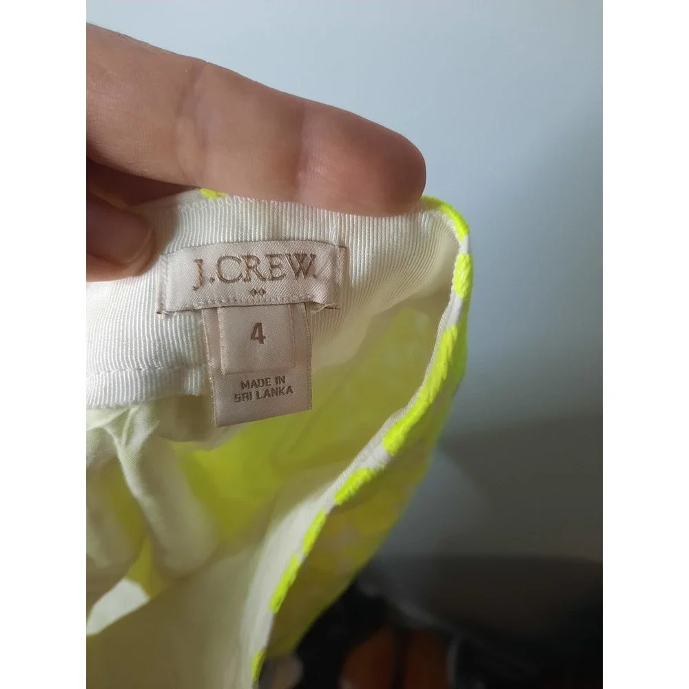 J.Crew Factory Neon Yellow Floral Embroidered Mini Skirt Size 4 Summer Preppy
